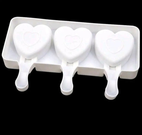 Silicone Mold 3-Cell Heart Shaped Handmade Popsicle Mold Munchies Tools
