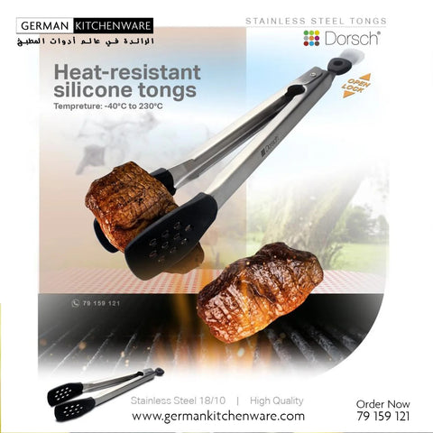 Silicone Tongs with Stainless Steel Handle -Dorsch