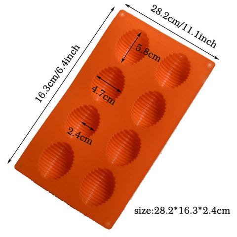 8-Hole Rippled Egg Silicone Chocolate Cake Mold