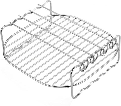 Air Fryer Rack Set with Double Layer Rack, Barbecue Skewers, Stainless Steel