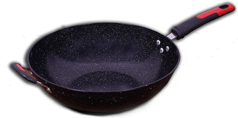 Granite Frying Pan, Bakelite Handle, 32 cm - Black Red