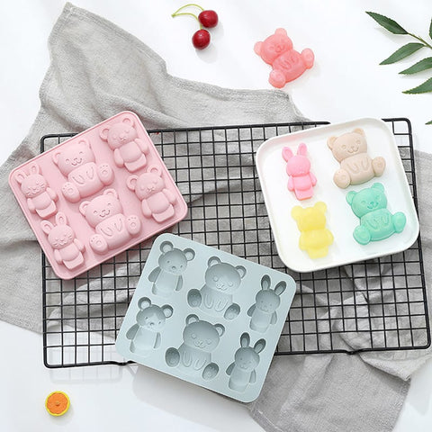 Teddy Bear Mold Cute Cartoon Animal Chocolate Cake Jello Baking Mould For Handmade DIY Soap Candy Ice Cube Making Tools