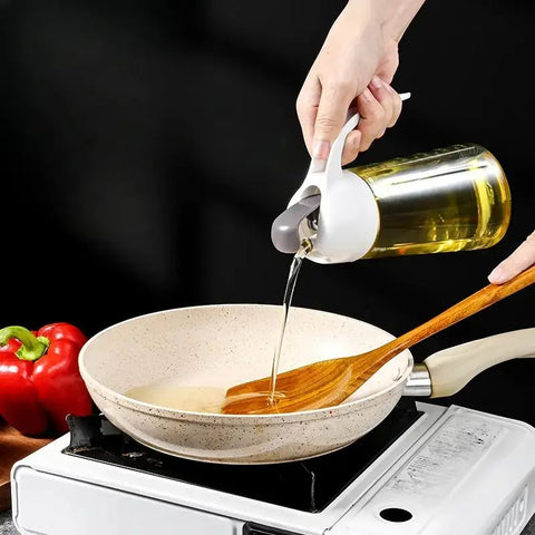 Glass Oil Bottle Dispenser Pot Leakproof with Measuring Scale
