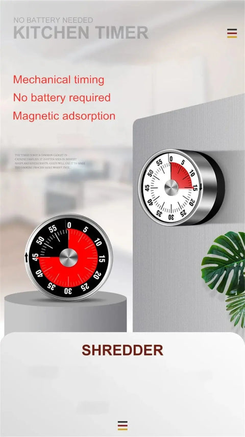 Mechanical Manual Timer with Magnetic Backing Munchies Tools