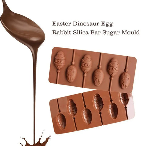6 Cavity Easter Egg Rabbit Lollipop Silicone Mold for Chocolate Crafting Munchies House