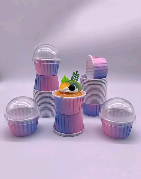 Bohemian Style Cupcakes, 50 Square Paper Baking Cups, Disposable