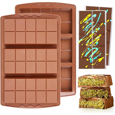 3 Cavities Chocolate Bar Mold - Silicone Square Chocolate Mold