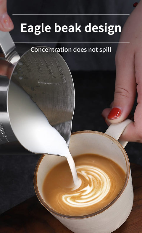 Milk Frothing Jug Stainless Steel Coffee Milk With Scale