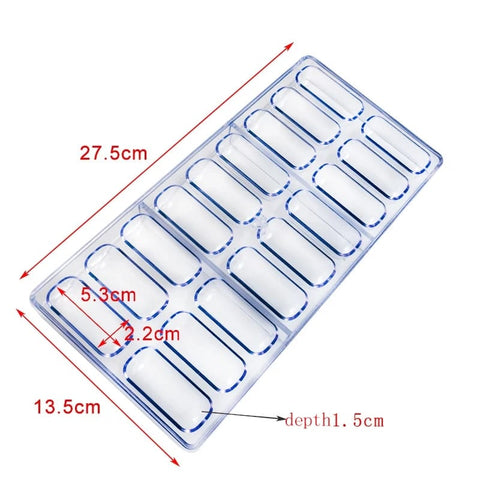 Ellipsoid Shape PC Polycarbonate Chocolate Mold, 27.5 x 13.5 cm