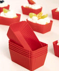 6 Pcs Red Silicone Cupcake Muffin Baking Cups Liners Reusable Non-Stick Cake Molds Set