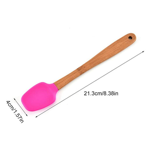5 Pcs Silicone Cake Scraper Durable Wooden Handle Pastry Brush Heat Resistant Cookie Mixing Spatula. Munchies House