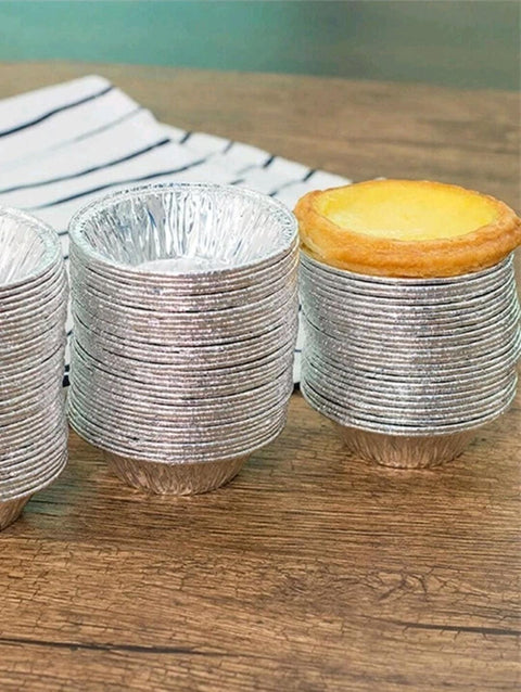 Disposable Aluminum Foil Baking Molds for Cookies, Muffins, Cupcakes, Round Shape, 100pcs