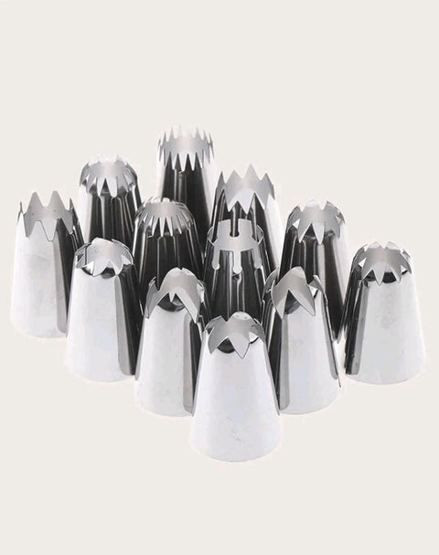 Reusable Stainless-Steel Piping Nozzle Set, Daily Solid Washable Icing Piping Nozzle Tip, 12pcs