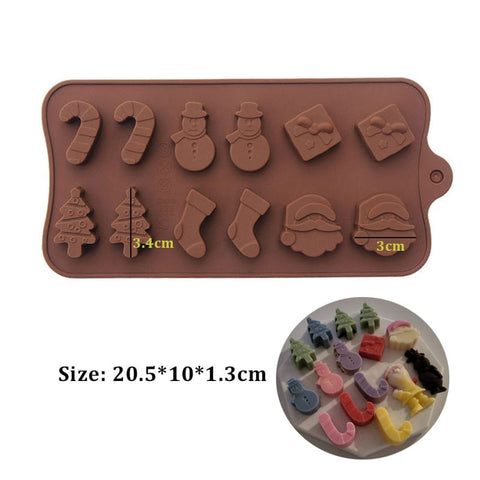 Christmas Chocolate Mold Santa Claus Tree Jingle Bell Sock Snowman Silicone Mold