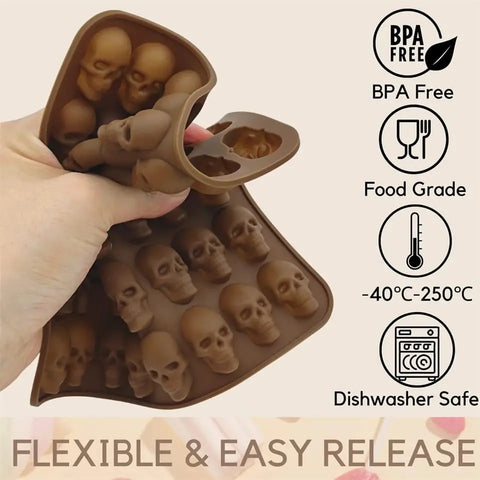 Skull Design Multiple Grid Chocolate Mold Munchies House