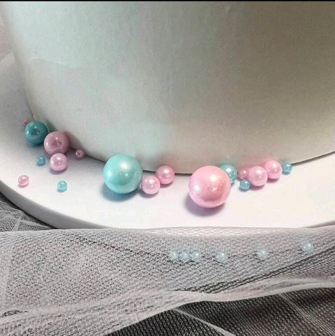 Blue&Pink Pearl Sugar -Cake Decoration Cupcake& Wedding Shower Party