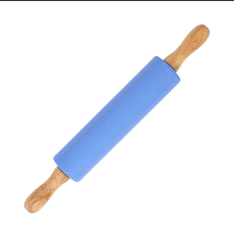 Silicone Rolling Pin Non-stick Dough Roller with Wooden Handle