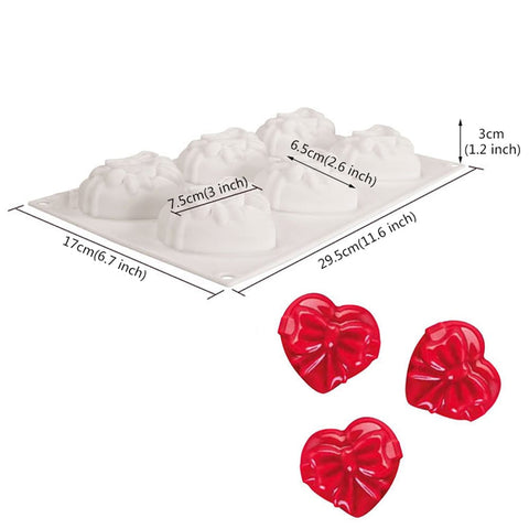 3D Silicone Mold Bowknot Heart Shape Cake Mousse Chocolate Jelly Candle Moulds
