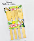 4pcs Bamboo Spatula Spoon Set Kitchen Tools Cooking Essentials