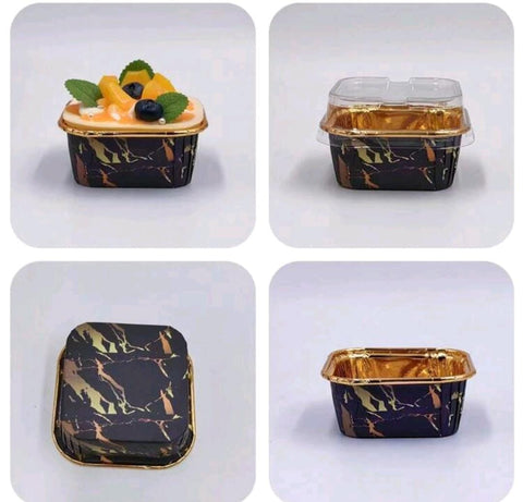 50pcs Greaseproof Laminated Square Baking Cups with Lids