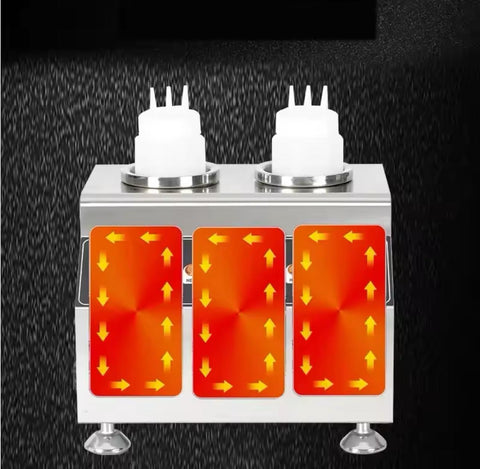 Electric Sauce Warmer with Squeeze Bottles - 2 Grid