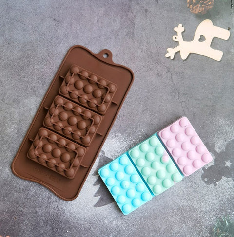 1pc 3-in-1 Rectangle & Circle Chocolate Mold,Easy To Demold