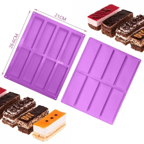 8 Cavity Cake Mold Rectangular Chocolate Silicone Mould
