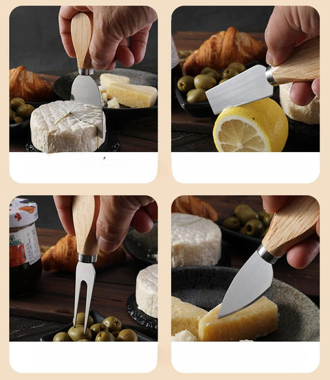 Stainless Steel Cheese Knife Set with Wooden Handle