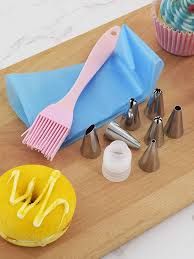 15PCS Cake Decorating Set-Silicone Icing Piping Bag with Stainless Steel Tips, Multi-Color