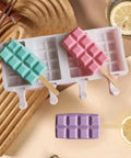 1pcs Random White 4 Rows Square Silicone Ice Cream Mold Large Size Munchies House
