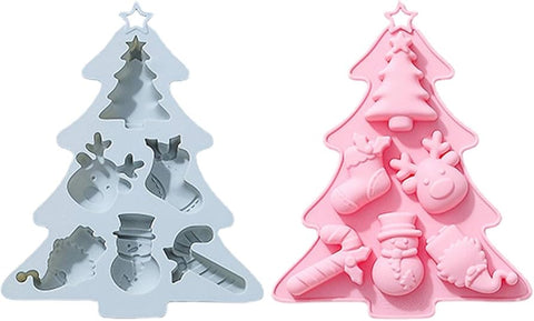 Christmas Tree Chocolate Silicone Mold with Festive Designs