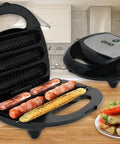 Waffle Hot Dog Maker 750-Watt - Sleek Black, Modern Kitchen Appliance