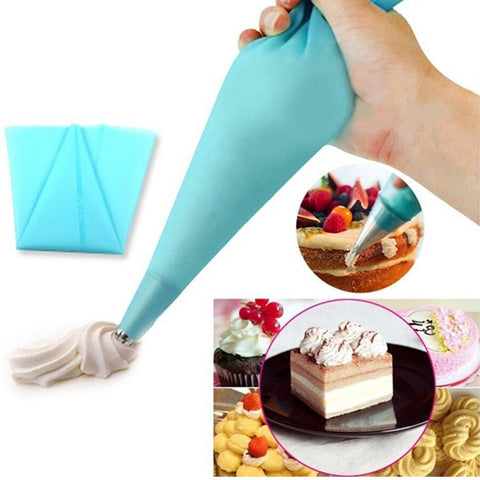 15PCS Cake Decorating Set-Silicone Icing Piping Bag with Stainless Steel Tips, Multi-Color