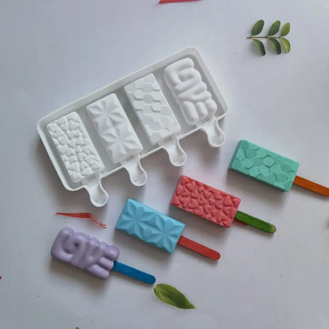 Silicone Ice Cream Mold +50 Wooden Sticks, Quick Release Munchies House