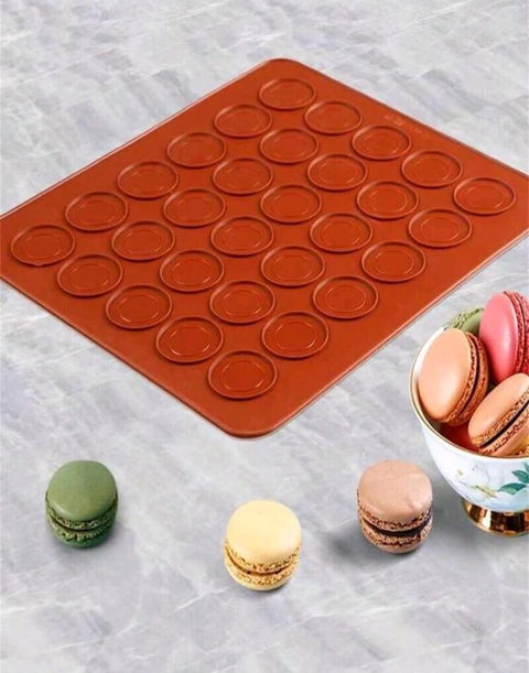 Hole Baking Mat, Chocolate Brown Silicone Macaron Mat For DIY Baking