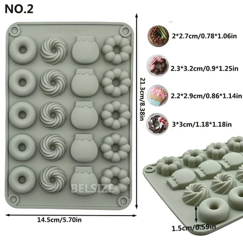 Mini Donut Fruit Shape Silicone Chocolate Cake Molds