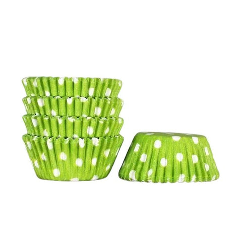 Cupcake Disposable Paper Green With White Dots 100PCS
