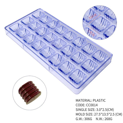 Curve Shape PC Polycarbonate Chocolate Mold for Artisan Chocolates