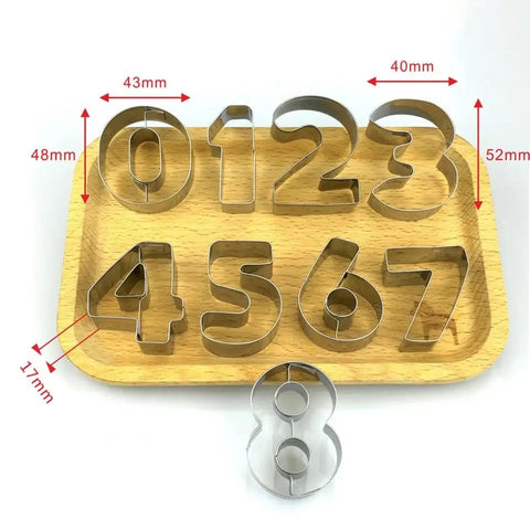 Number Cookie Mold Set, 0-8, Baking Fondant Cutter