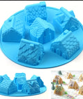 6 Cavity Christmas Silicone House Mold For Cake Decoration-Non-Stick