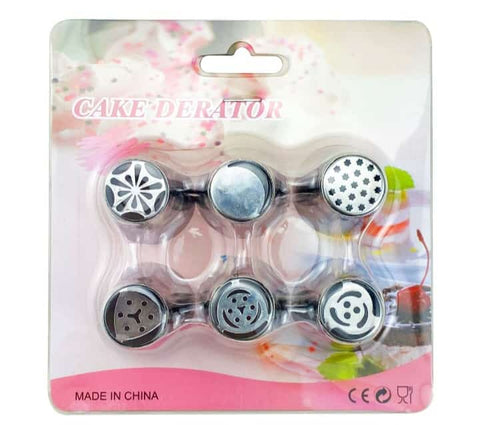 Cake Decorator Set 6 Pcs - Food-Grade Stainless Steel & Silicone