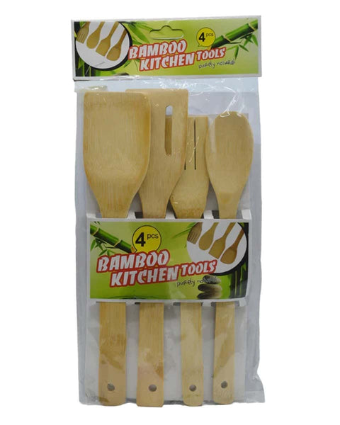 4pcs Bamboo Spatula Spoon Set Kitchen Tools Cooking Essentials