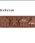 4 Hole Gingerbread Man & House Candy Silicone Lollipop Mold - Food Grade Chocolate Molds DIY Cake Pastry Decor Baking Tools