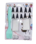 15PCS Cake Decorating Set-Silicone Icing Piping Bag with Stainless Steel Tips, Multi-Color