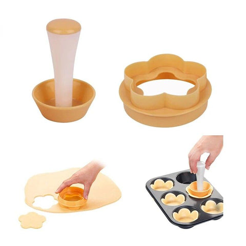 Tart Shell Molds, Pastry Dough Tamper Kit, Flower/Circle Cookies Biscuit