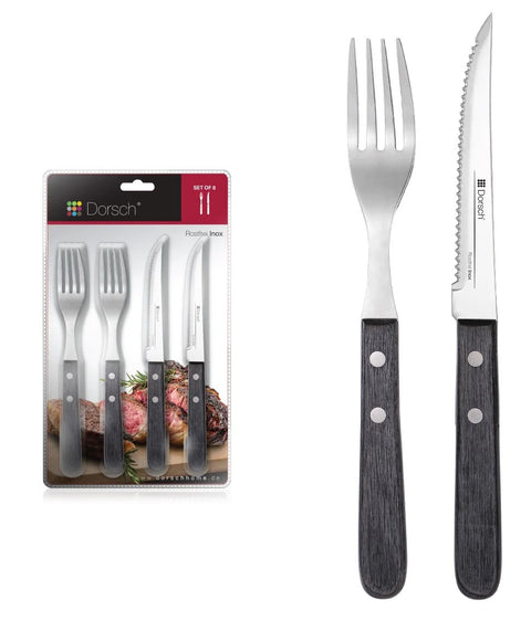 Dorsch Wooden Steak Set 8pcs with Polished Pakka Wood Handles