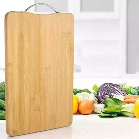 Wooden Cutting Board with Stainless Steel Handle
