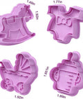 4pcs Baby Toys 3D Baby Stroller Trojen Horse Bootle Shape Cookie Mold Biscuit Stamp Gift Toast Mold Fondant Decorating Tools