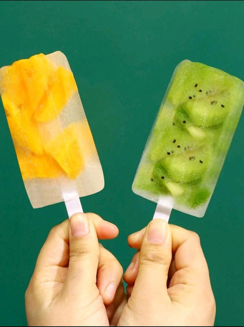 4 Cavity Ice Cream Mold Popsicle Maker Fruit Juice Dessert Freezer with Cover Sticks
