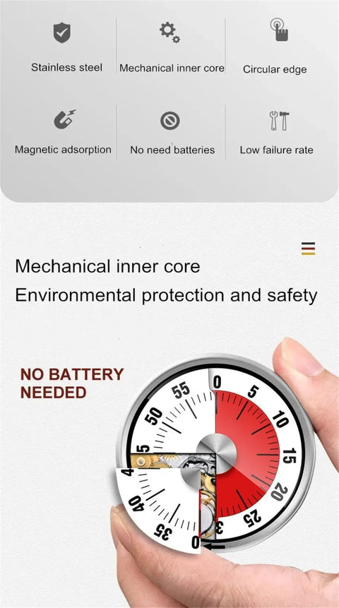 Mechanical Manual Timer with Magnetic Backing Munchies Tools